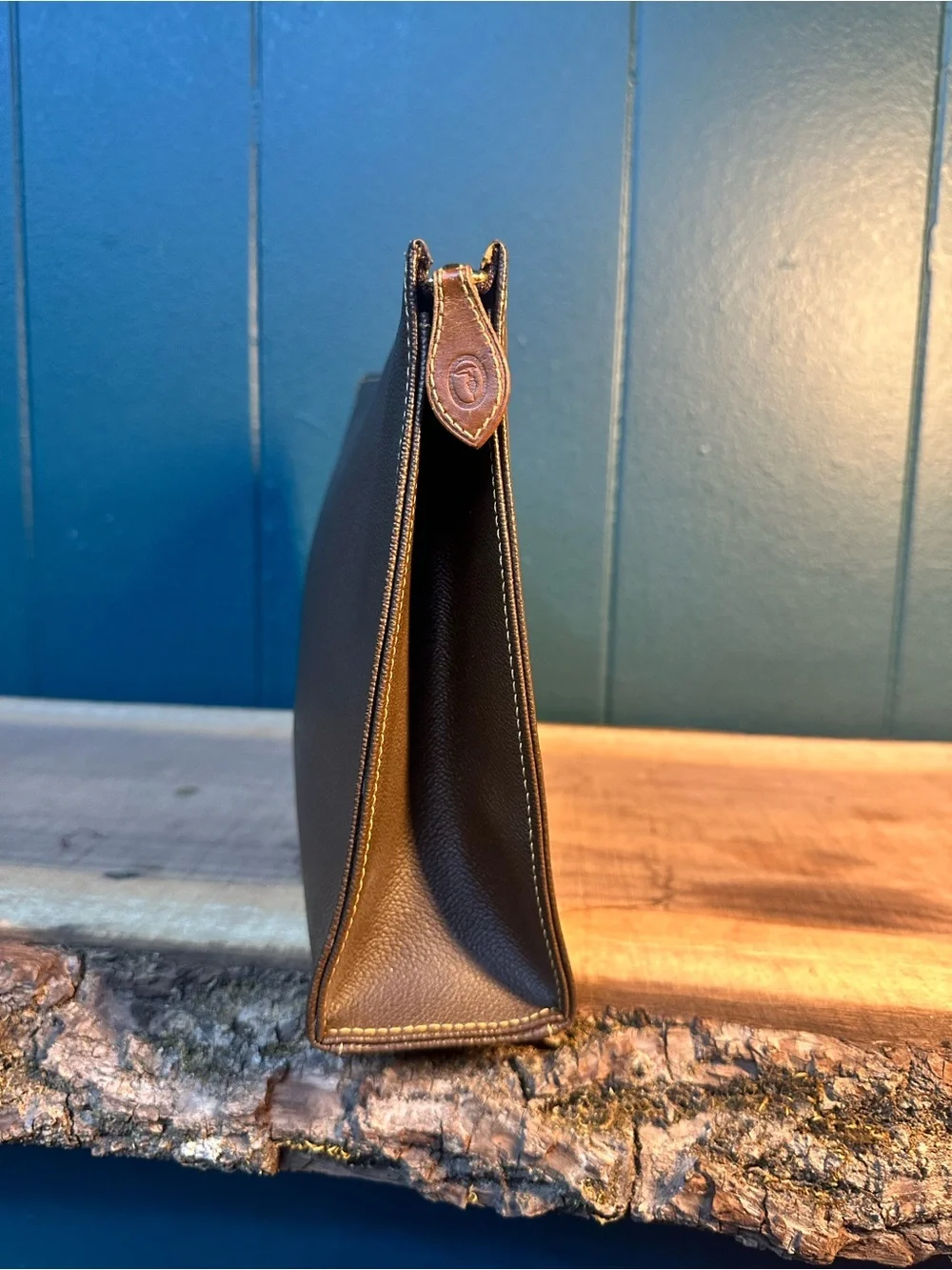 Trussardi Collezione Crespo Brown Leather Clutch/Pouch made in Italy